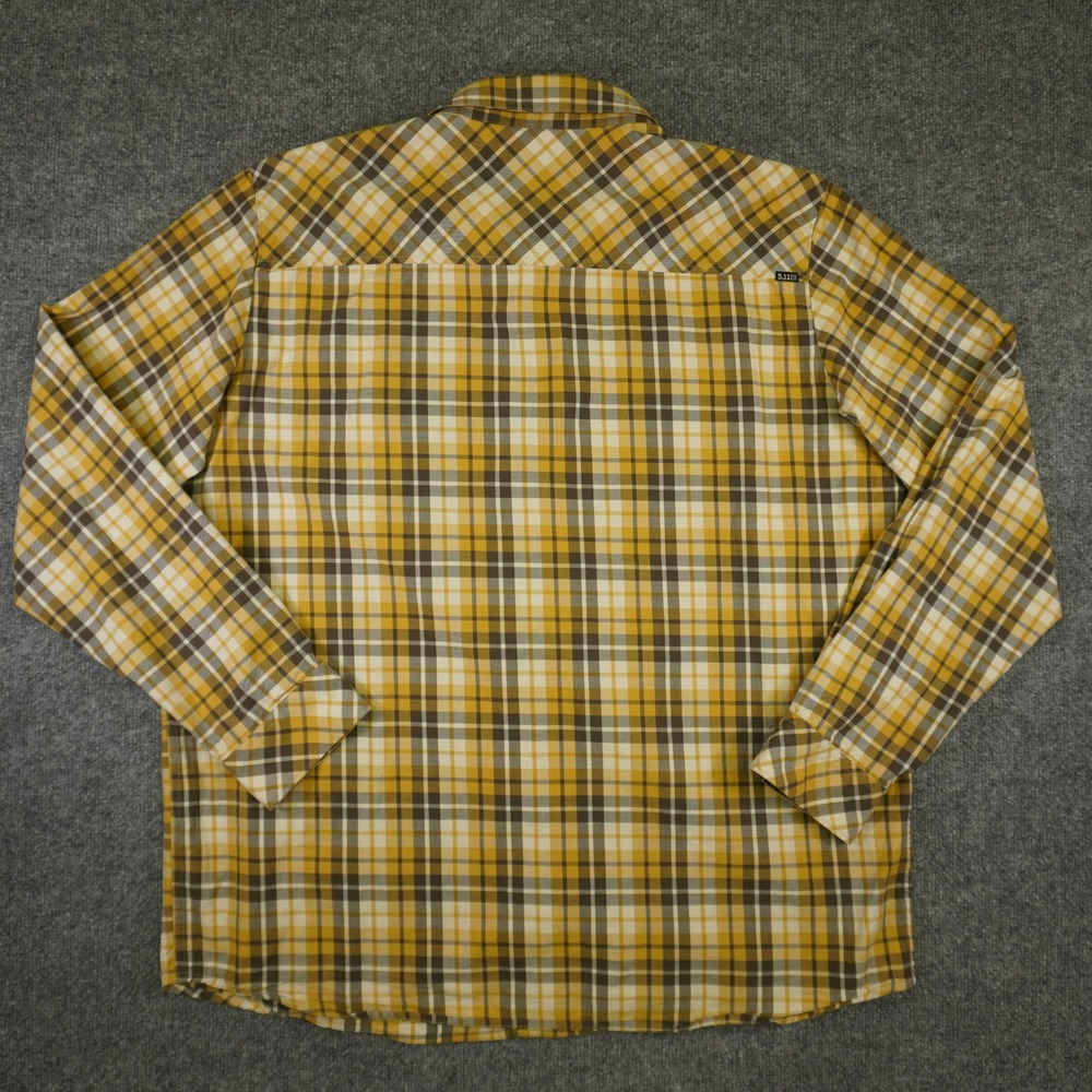 5.11 Tactical Mens Plaid Flannel Snap‎ Front Long Sleeve Shirt Yellow Brown XXL - Picture 9 of 11